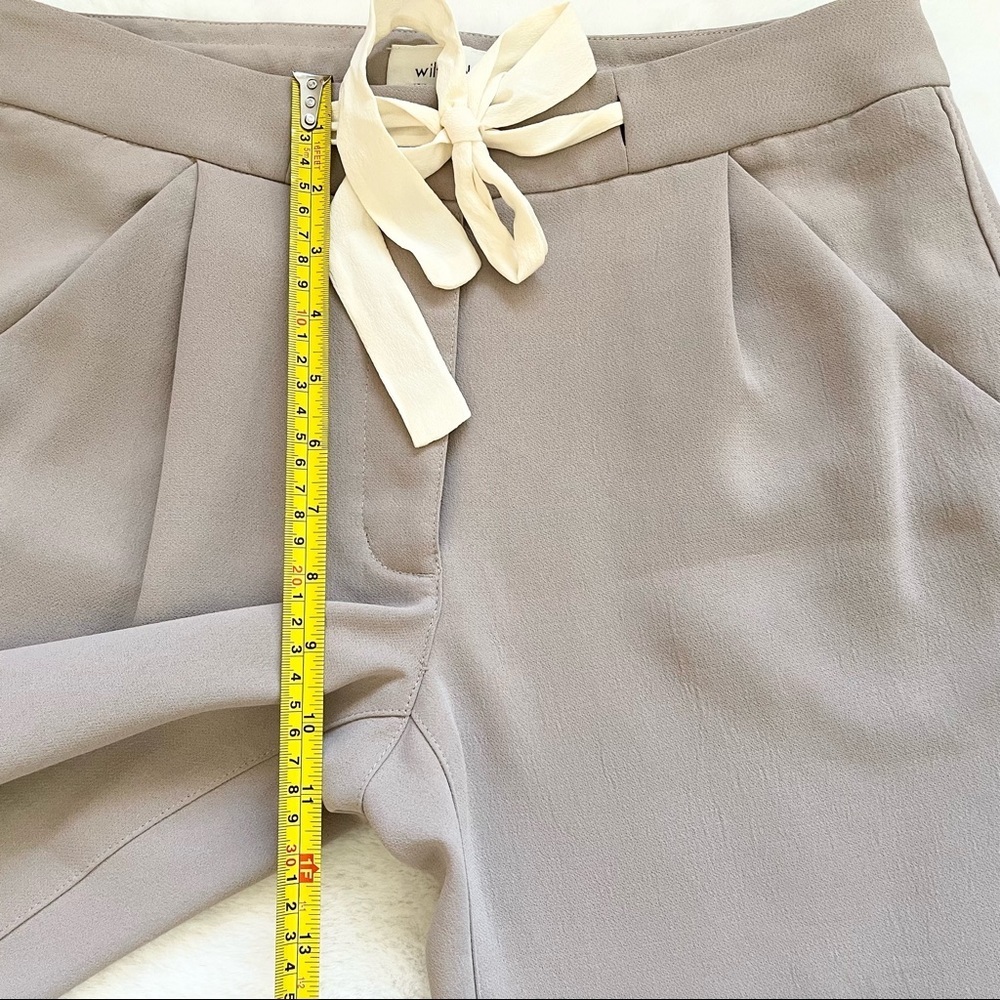 ARITZIA WILFRED Gray Cropped Ribbon Waist Tie Pants Minimalist Contemporary - Picture 11 of 13